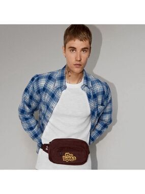 NEW JUSTIN Bieber x Tim Hortons belt bag fanny pack brown corduroy Canadian BNWT